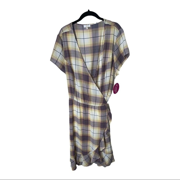 NWT CHARMING CHARLIE Plaid Wrap Mini Dress 2X - Picture 1 of 4